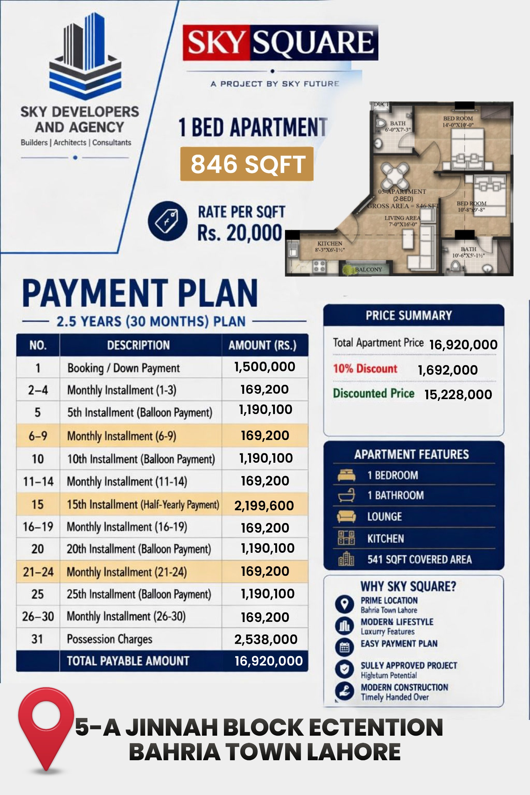Sky Square 2 Bed 846sqft
