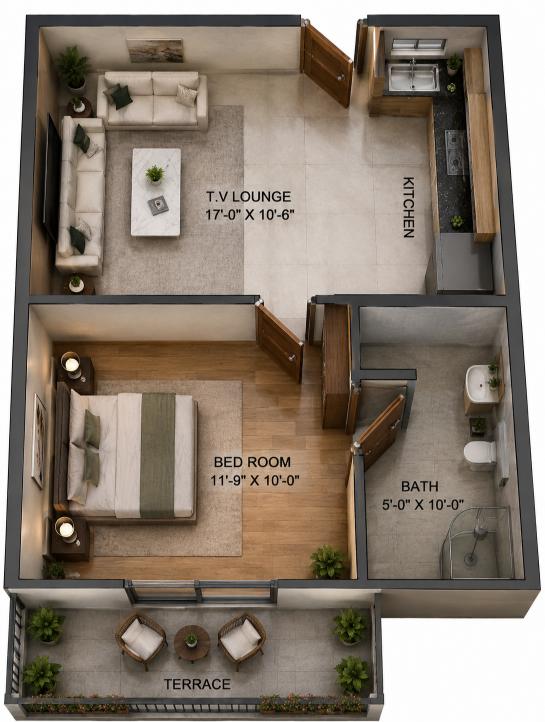 1 BHK Eiffel Side — 540 Sq.Ft
