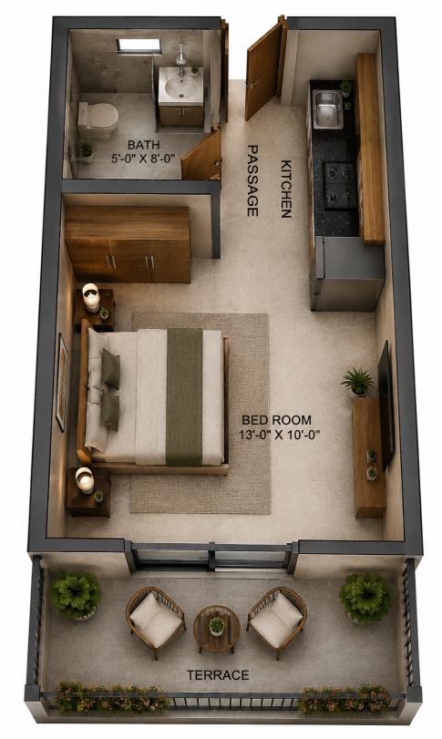 Eiffel Studio — 315 Sq.Ft